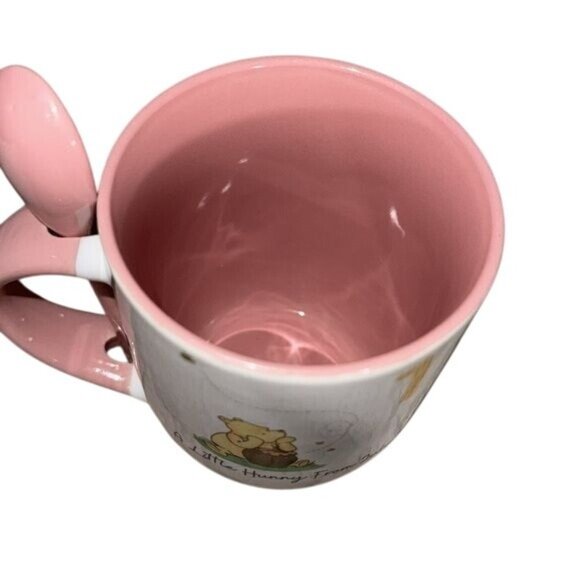 Winnie The Pooh Mug Set With Spoon - Pink & White Ceramic Cups For Kids - Picture 3 of 6